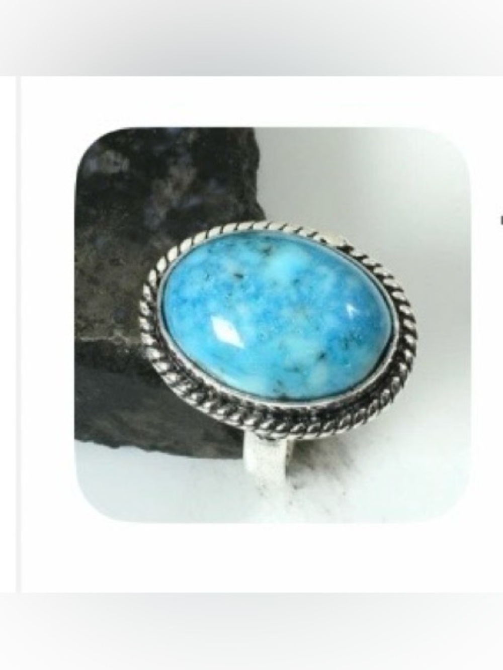 Beautiful 925  marked, 3/4 inch Turquoise ring size 7